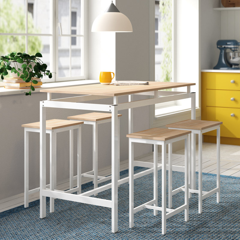 Dazhia 4 - Person Four Leg Dining Set, Natural, White, Natural