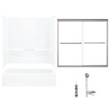60" W x 75.75" H Frameless Rectangle Sliding Tub & Shower Kit with Towel Bar and Base Included