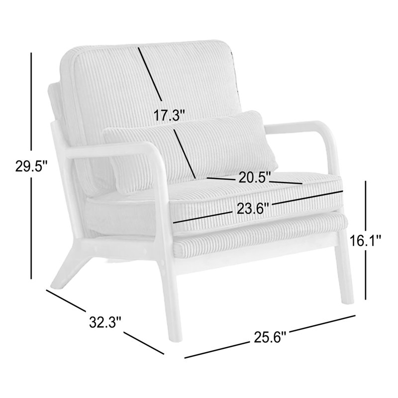 Fauteuils rembourrés en bois massif Lemley, Velours côtelé gris