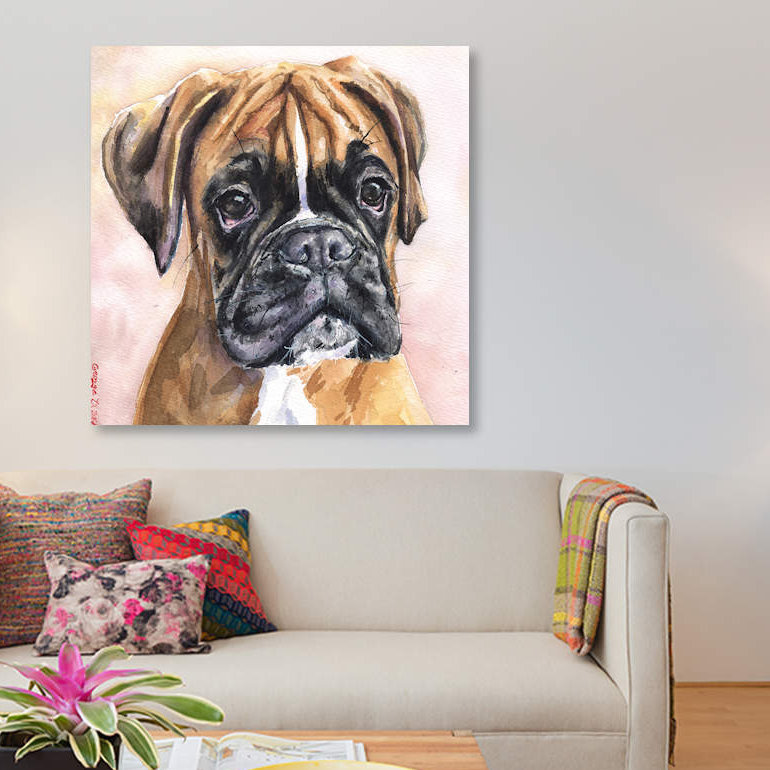 « fina boxer », reproduction sur toile, H 12 po x l 12 po x P 0,75 po, Toile tendue, Pas de tapis