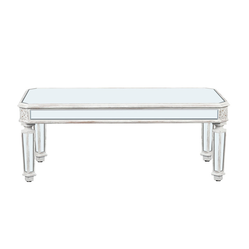 Table basse moderne en miroir avec décor de style rétro, idéale pour le salon et le bureau