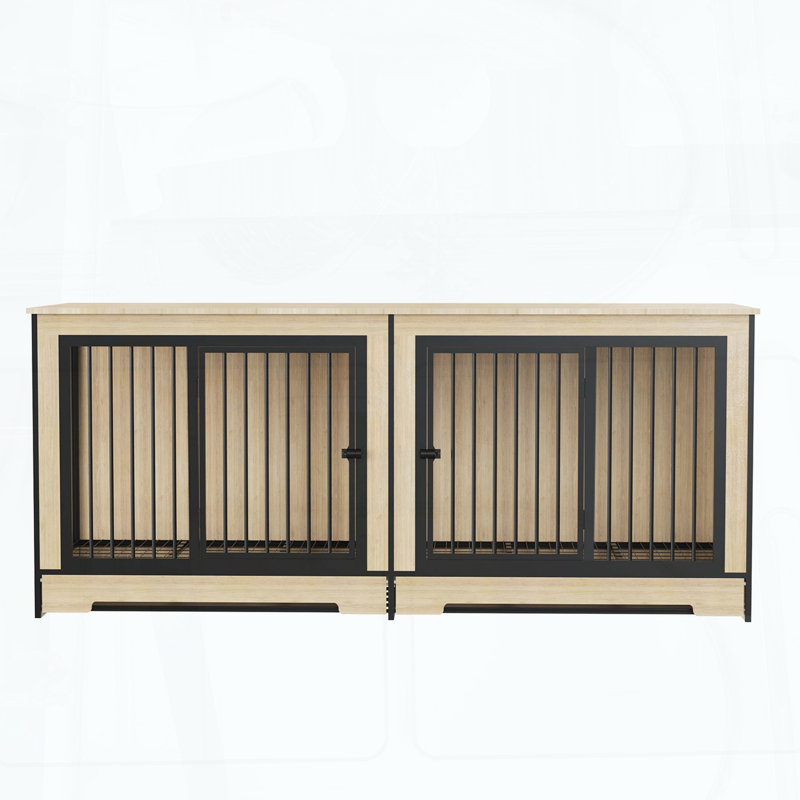 Meuble double XL avec deux pièces combinées et plateau amovible - noir, Noir, naturel