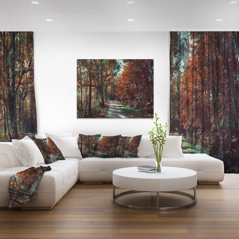 Autumn Road Through Forest Landscape Canvas Print, 40x30