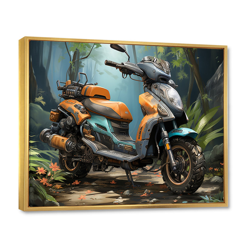Scooter dans Wild Adventure Seeker I - impression, H 12 po x l 20 po x P 1 po, Cadre flottant doré