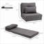 Méridienne paresseuse réglable 5 positions 2-en-1, fauteuil pliable multi-usage pour adultes, jeux, siestes, petits espaces | Gris anthracite | Lin