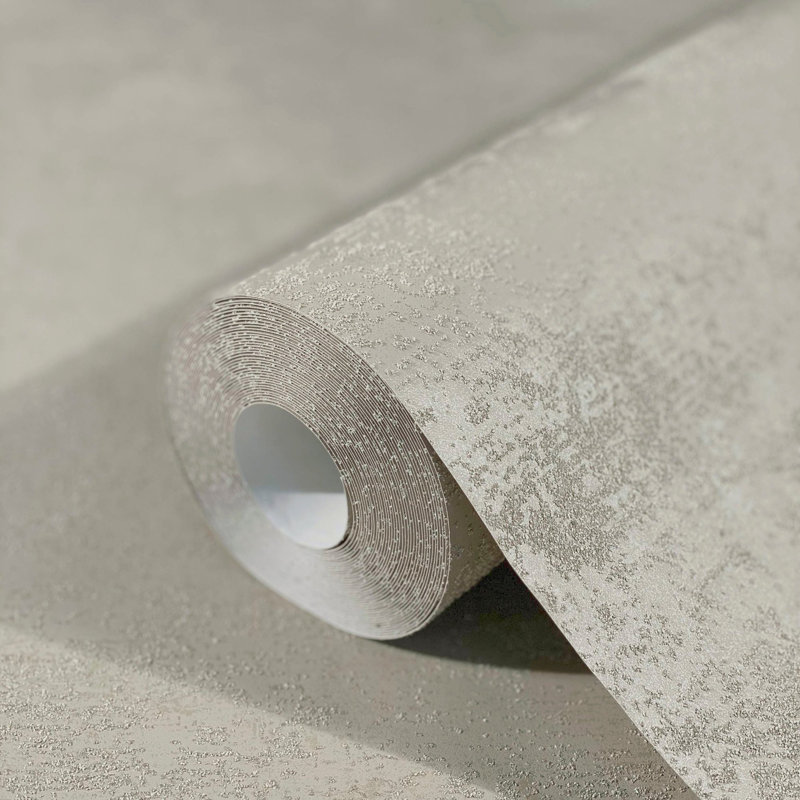 Textures Collection Plain Sand Texture Sheen Finish Wallpaper Roll, Silver