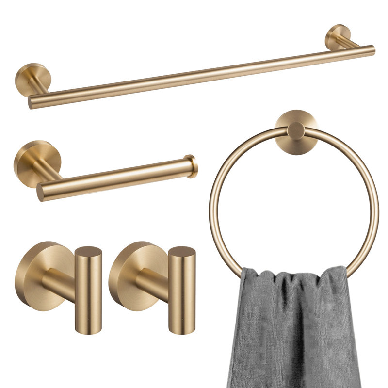 5 - Piece Bathroom Hardware Set, Brushed Gold