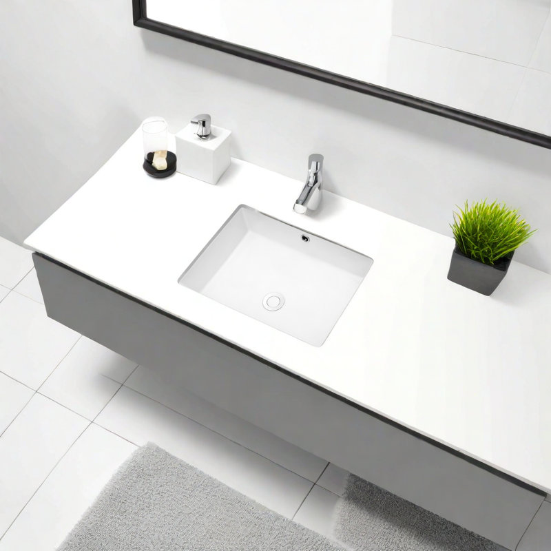 APRESSHUI 15.5'' Ceramic Rectangular Bathroom Sink with Overflow