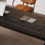 Bureau d'écriture rectangulaire en bois massif noir avec 1 tiroir, bureau d'ordinateur-118435195-118435194