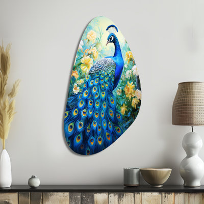 Tavarous - Peacock Fall Shape Asymmetric Metal Wall Art