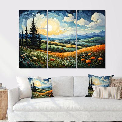 Clair de lune se balançant, cyprès pointillisme I - ensemble d'art mural Van Gogh