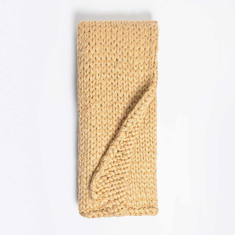 Zage Cable Knit Throw Blanket, Oak