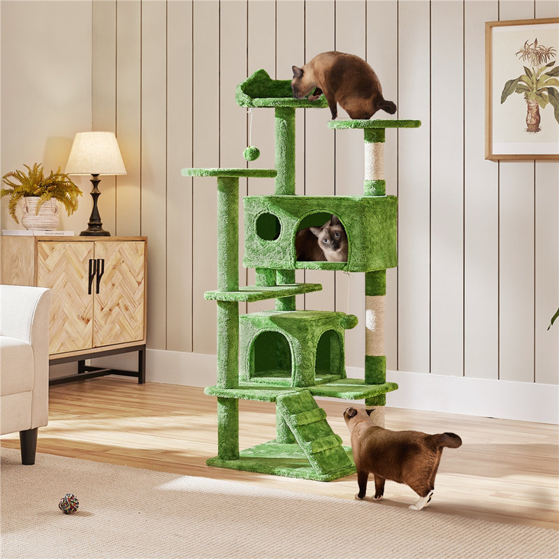 Multilevel Cat Tree Condo with Scratching Posts, Green