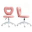 Chaise de bureau pivotante mignonne, chaise pivotante avec dossier en forme de cœur, chaise de bureau sans accoudoirs, chaise de coiffeuse pivotante