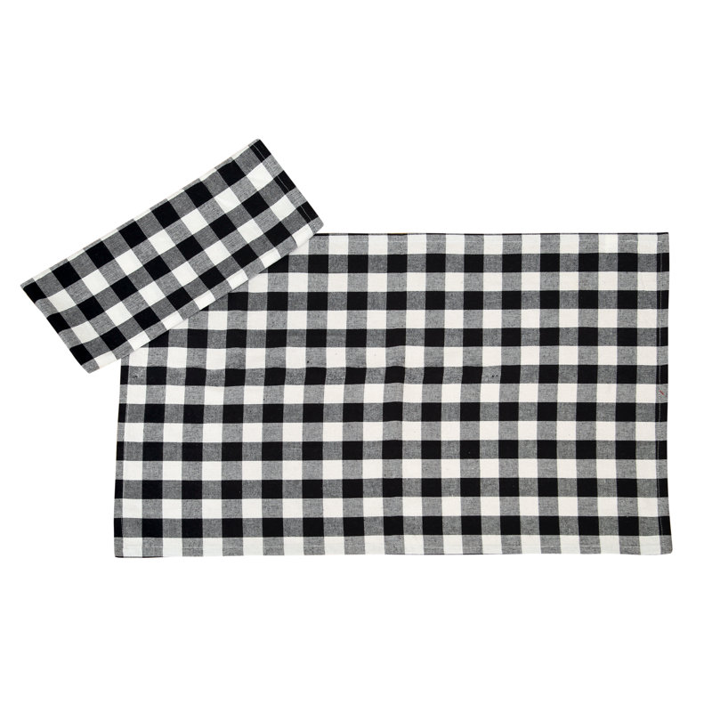 Serviette de cuisine en coton Dorine, Noir / blanc