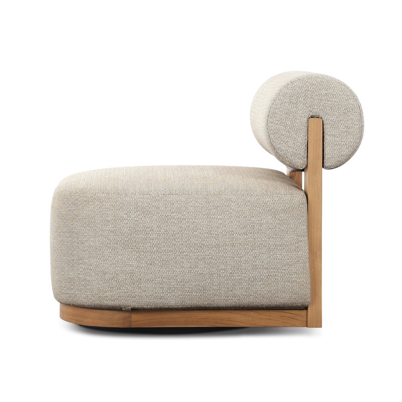 Malta Outdoor Swivel Chair-Faye Sand, Faye Sand, Natural Teak