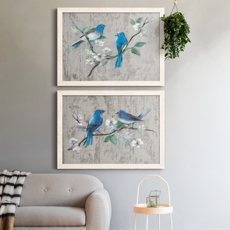 Song of Spring I - ensemble de 2 peintures sur toile encadrées, H 31,5 po x l 47 po x P 1,5 po, Cadre blanc