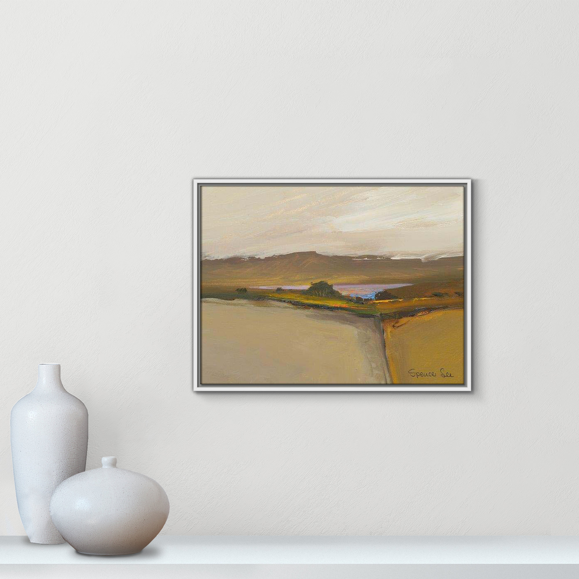Heaven And Earth IV by Spencer Lee, White Framed, 19.5'' H x 25.5'' W x 2'' D