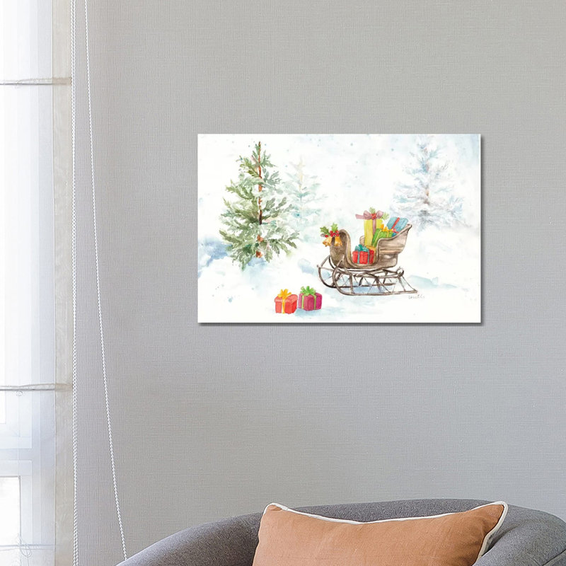 Presents In Sleigh On Snowy Day by Lanie Loreth - Wrapped Canvas Painting, 66.04 cm H x 45.72 cm W x 1.91 cm D
