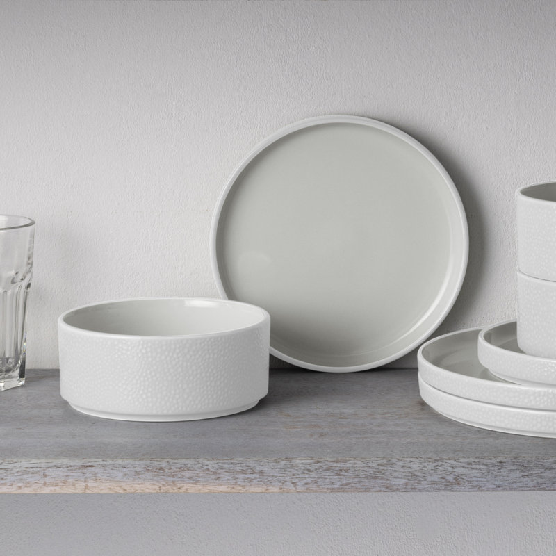 Noritake Colortex Stone 12-Piece Dinnerware Set, Service for 4, White