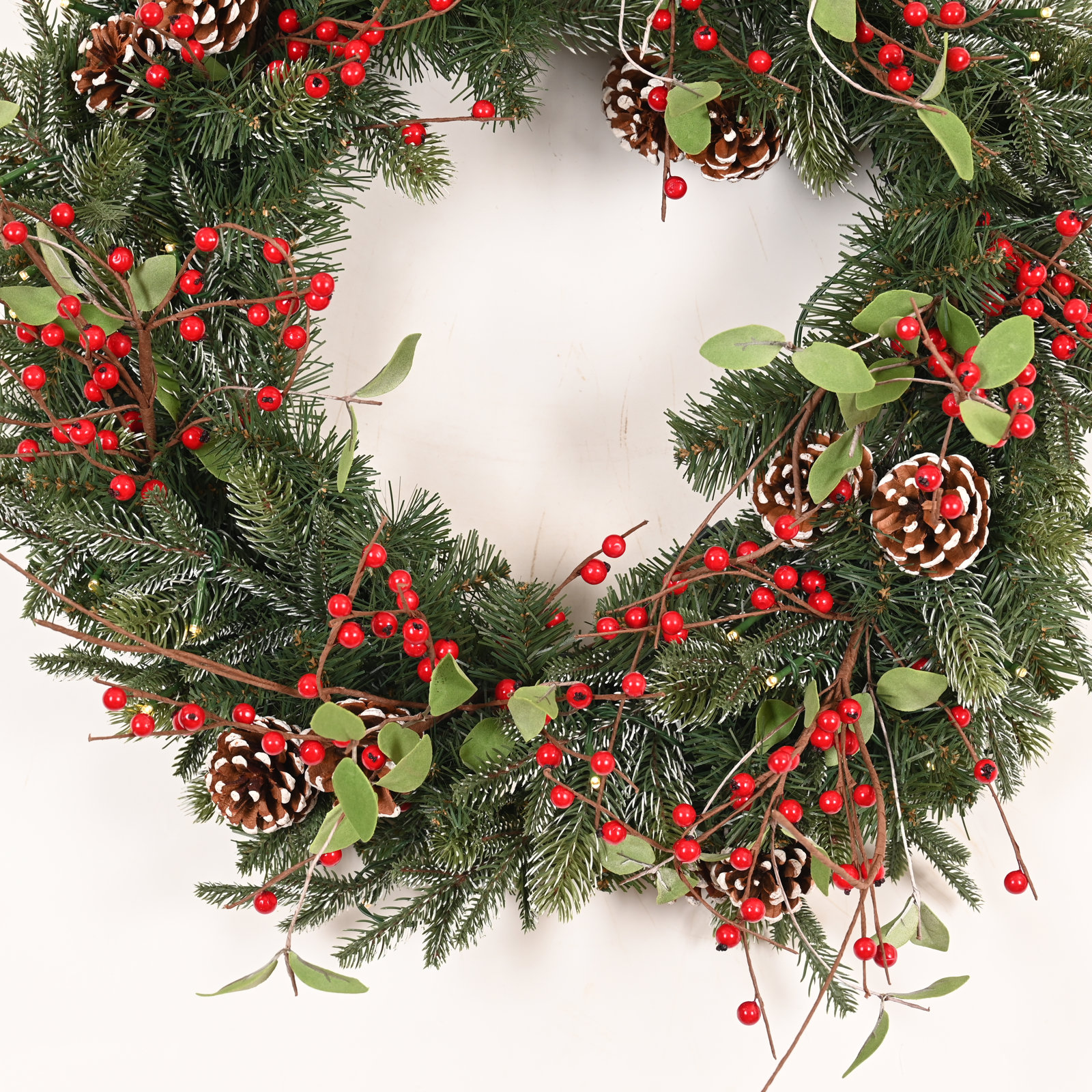24" W Pre-Lit Frosted Artificial Wreath