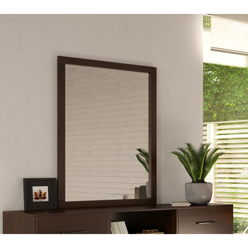 Boushra Rectangle Mirror, Dark Walnut