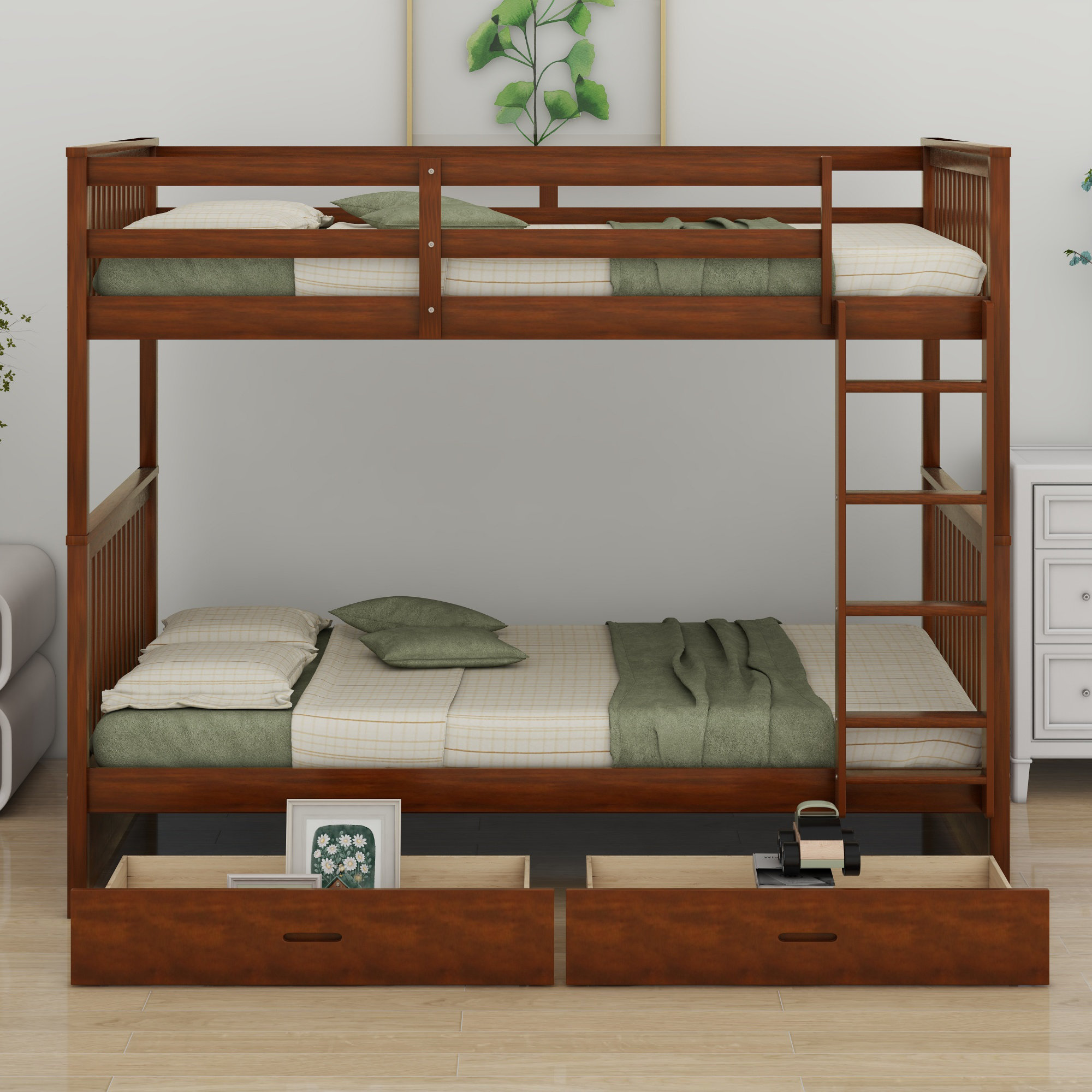 Harriet Bee Bunk Bed With Ladder And Two Storage Drawers - Wayfair Canada