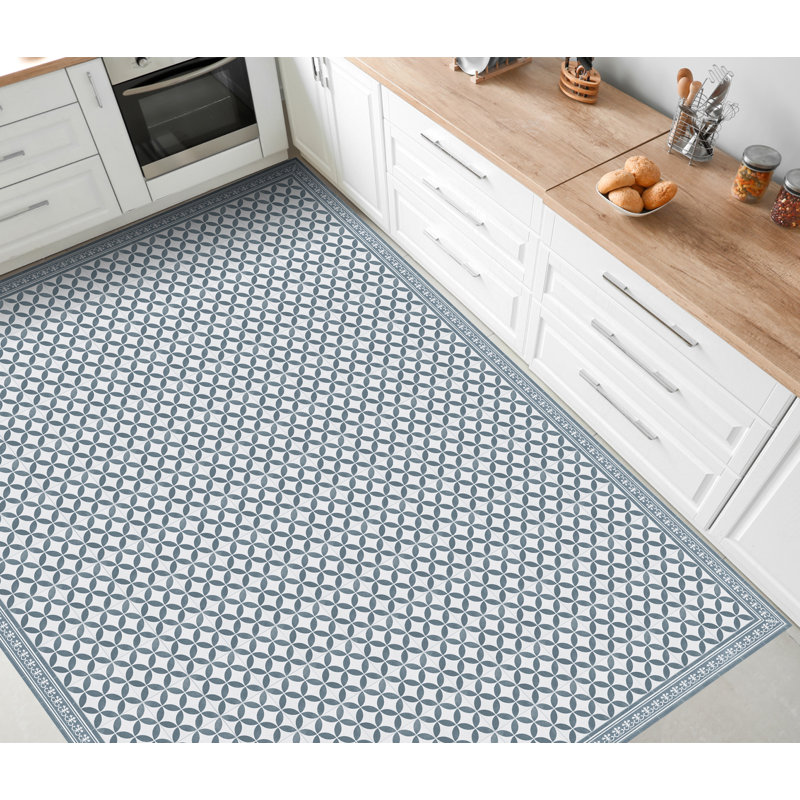 Emelye Vinyl Machine Printed Area Rug, Rectangle 3'3.4" x 4'11.1"