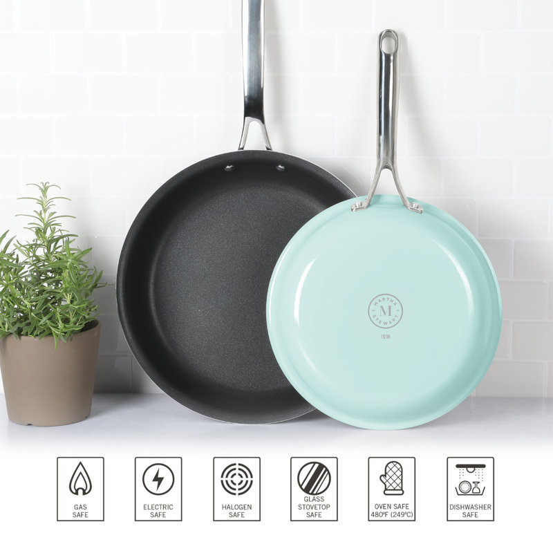 Ensemble de poêles à frire en aluminium 2 pièces Martha Stewart, Bleu Martha