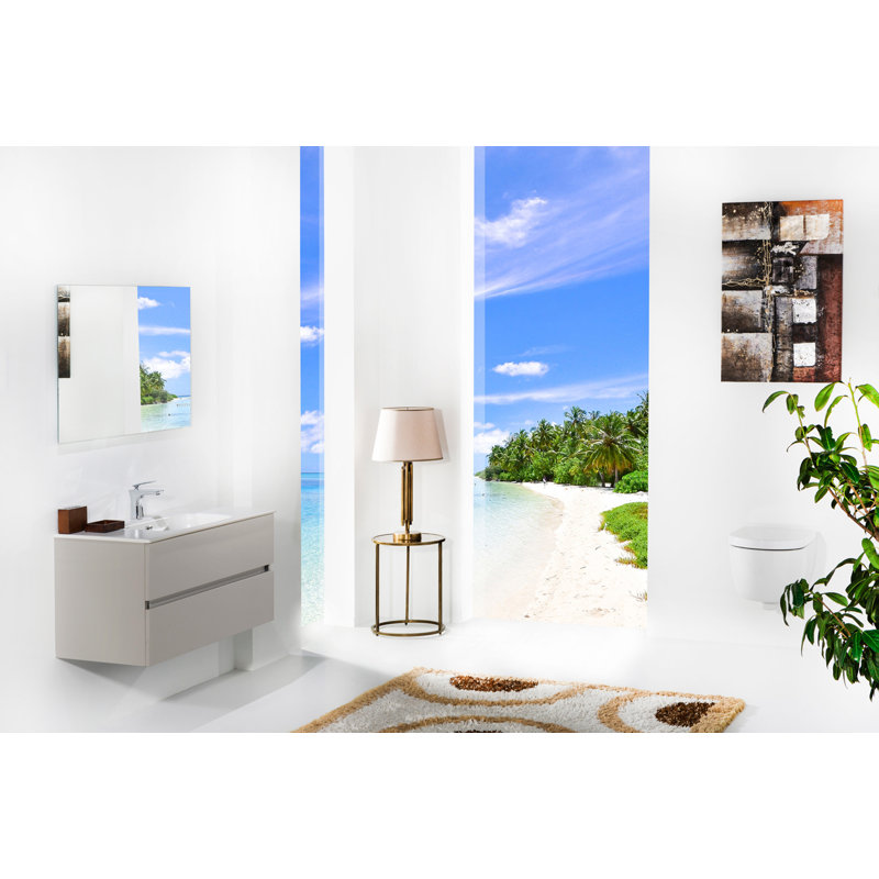 Meuble-lavabo simple 33,5 po avec comptoir, Brun clair