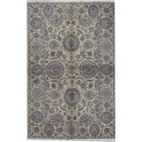 Wool Oriental Area Rug in Ivory/Brown/Light Green