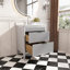 Ensemble de meuble-lavabo autoportant 30 po avec 2 ensembles de poignées et plateau en marbre d'ingénierie entièrement assemblé gris-1112936845-1112936833-1112936832
