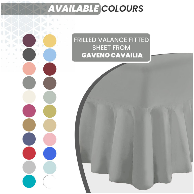 Percale Valance Sheet Polycotton Solid Colour Bed Sheet Single Double King Super King Machine Washable High Quality, Charcoal