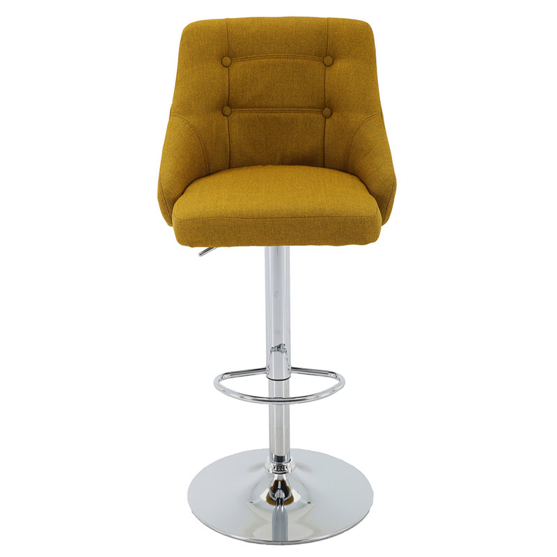 Tabourets de bar ， Tabouret de bar pivotant à hauteur réglable Annasha, Jaune / polyester, Argent argent