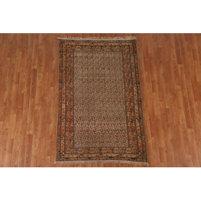 Tapis unique en laine noué à la main avant 1900 de 4 pi x 6 pi 1 po Abbie-Marie