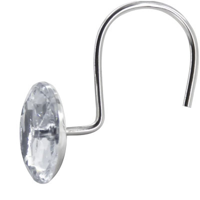 12 Piece Set - Clear Shower Curtain Hooks Rings Rustproof