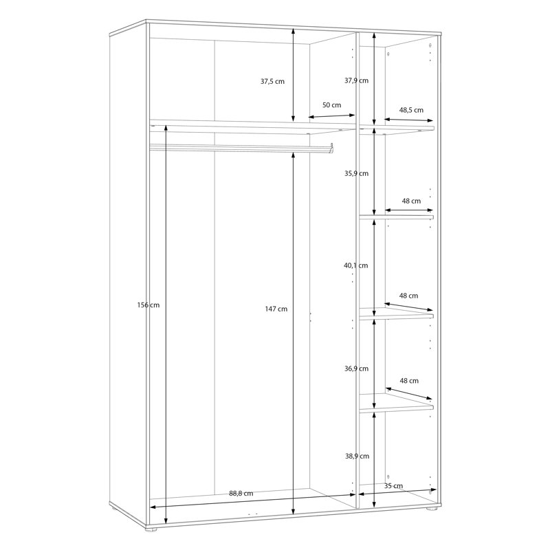 Tarance 3 Door Manufactured Wood Wardrobe