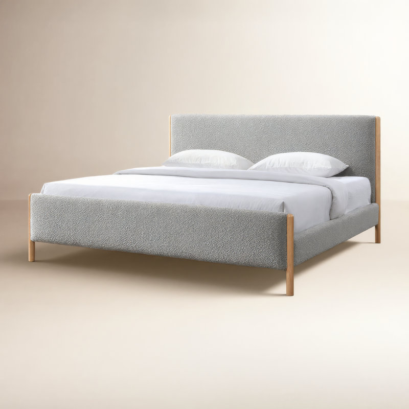 Lit plateforme tapissier Earley, Très grand, gris