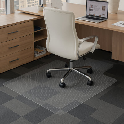 Tapis de chaise avec rebord, 91 x 122 cm, pour moquette à poils courts, transparent, antidérapant et facile à nettoyer, glisse facilement sous le bureau à domicile.