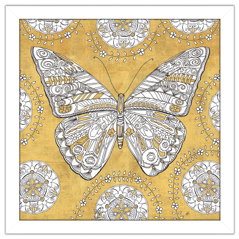 « color my world papillon i gold », reproduction de dessin, H 31,5 po x l 31,5 po x P 1 po, Cadre blanc