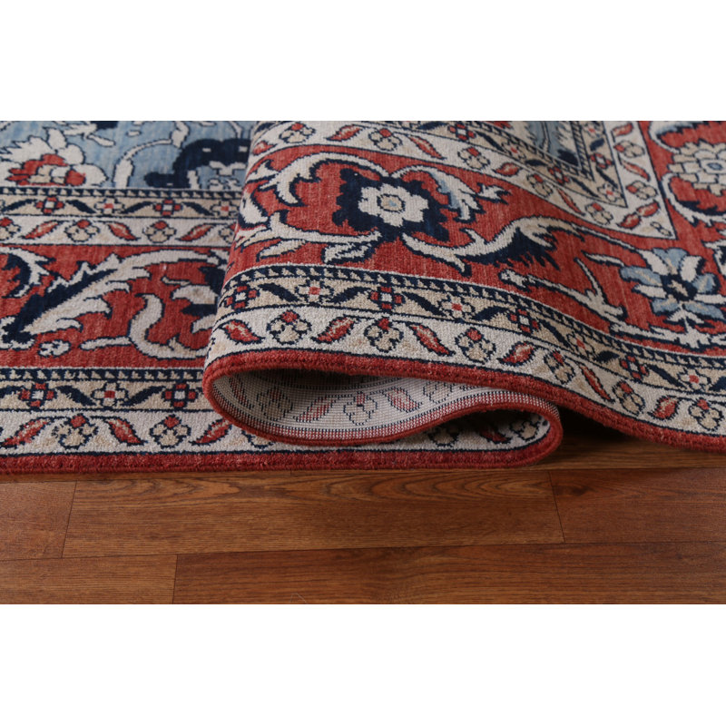 Tapis beige / ivoire / bleu en laine noué à la main de conception unique 9 pi x 11 pi 9 po
