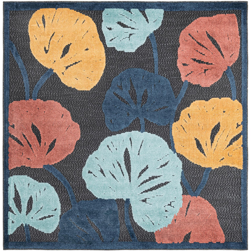 Mashpee Indoor/Outdoor Rug Charcoal, Square 5'3"