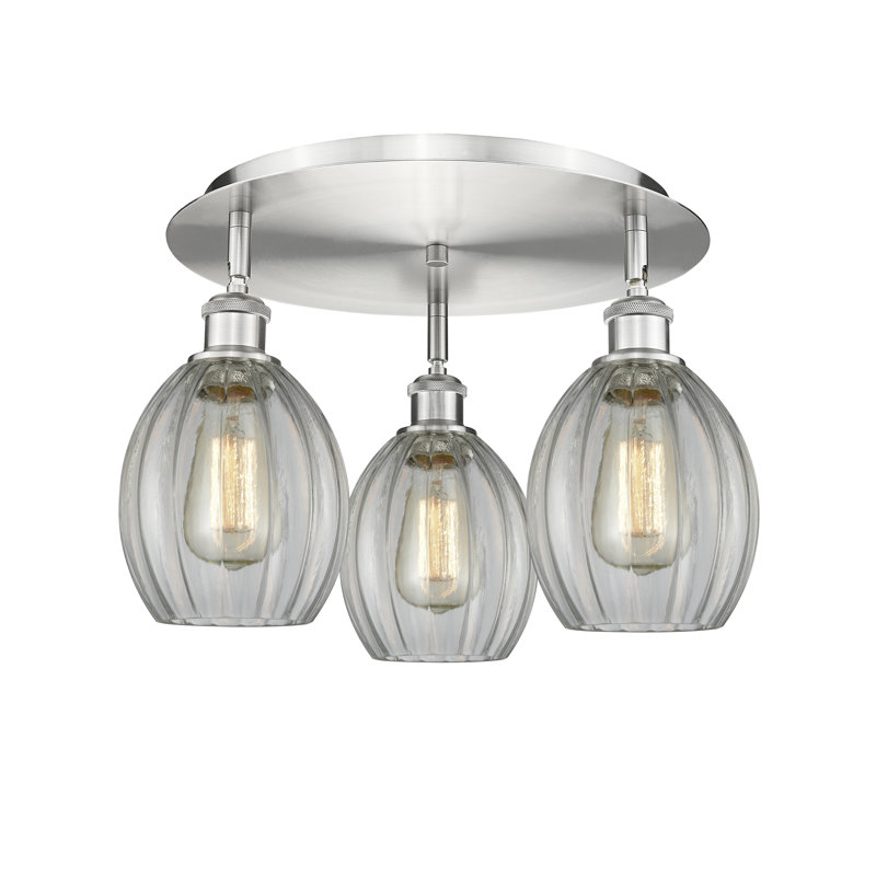 Plafonnier semi-encastré en verre Berl, Transparent, Nickel satiné