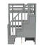 Lit mezzanine simple gris avec bureau et double rangement intégré