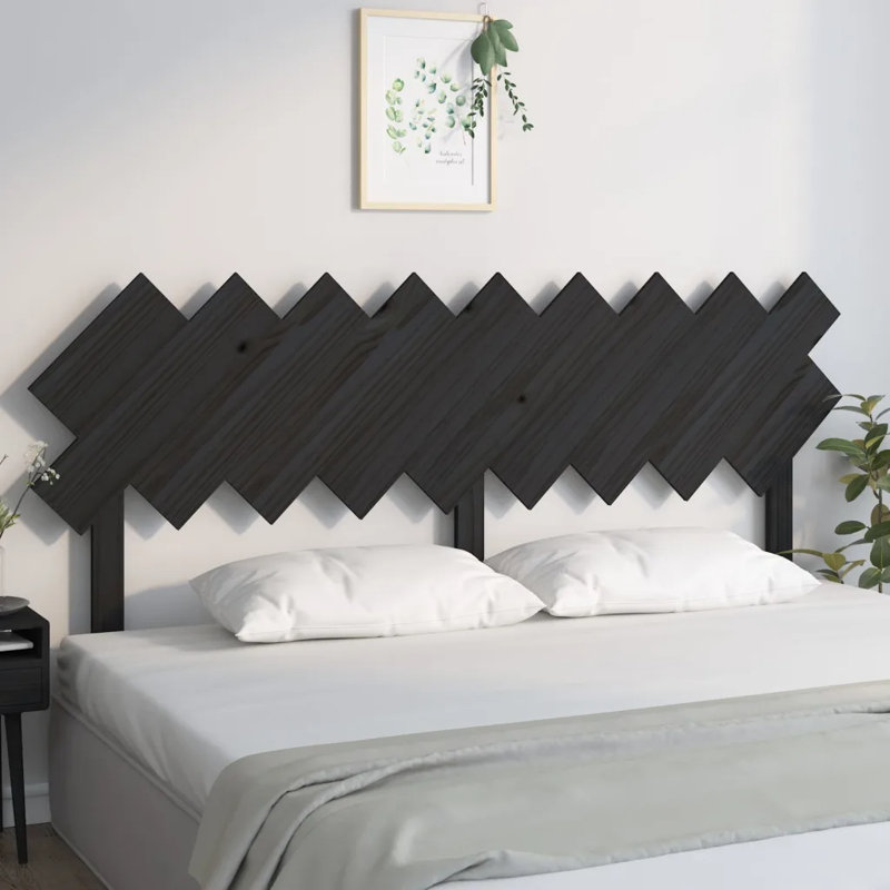 Leangelo Solid Wood Headboard, Black, 159.5 x 80.5 cm