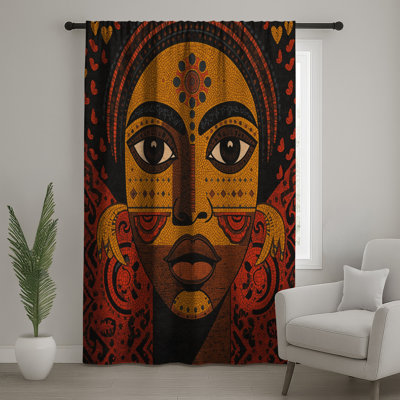 Mosaic Portrait Art Window Curtains, Face Sheer & Blockout Curtains - 1 Panel