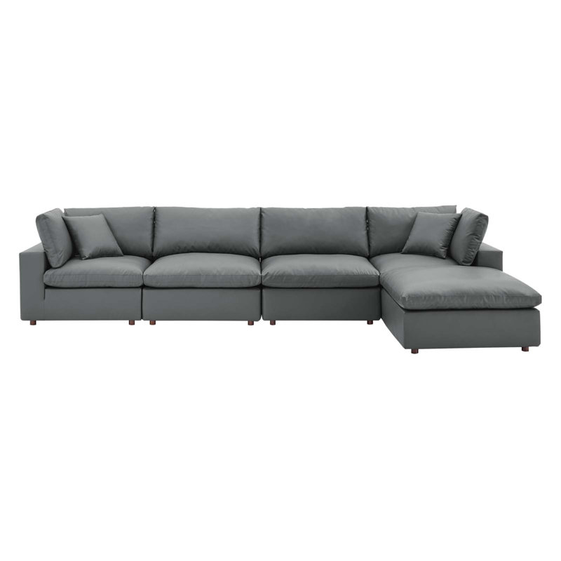Canapé modulaire 5 pièces Modway Commix, Similicuir gris
