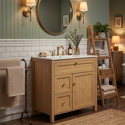 Meuble-lavabo en bois naturel 30 po Modern