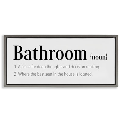 Funny Bathroom Definition Floater Canvas Wall Art by CAD Designs