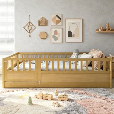 Lit de plancher, structure de lit plateforme en bois à profil bas, aucun sommier tapissier requis